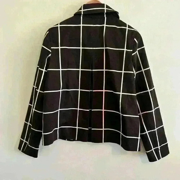 LAUREN RALPH LAUREN Womens Brown Windowpane Plaid Boxy Jacket Career Size Small - Picture 3 of 7